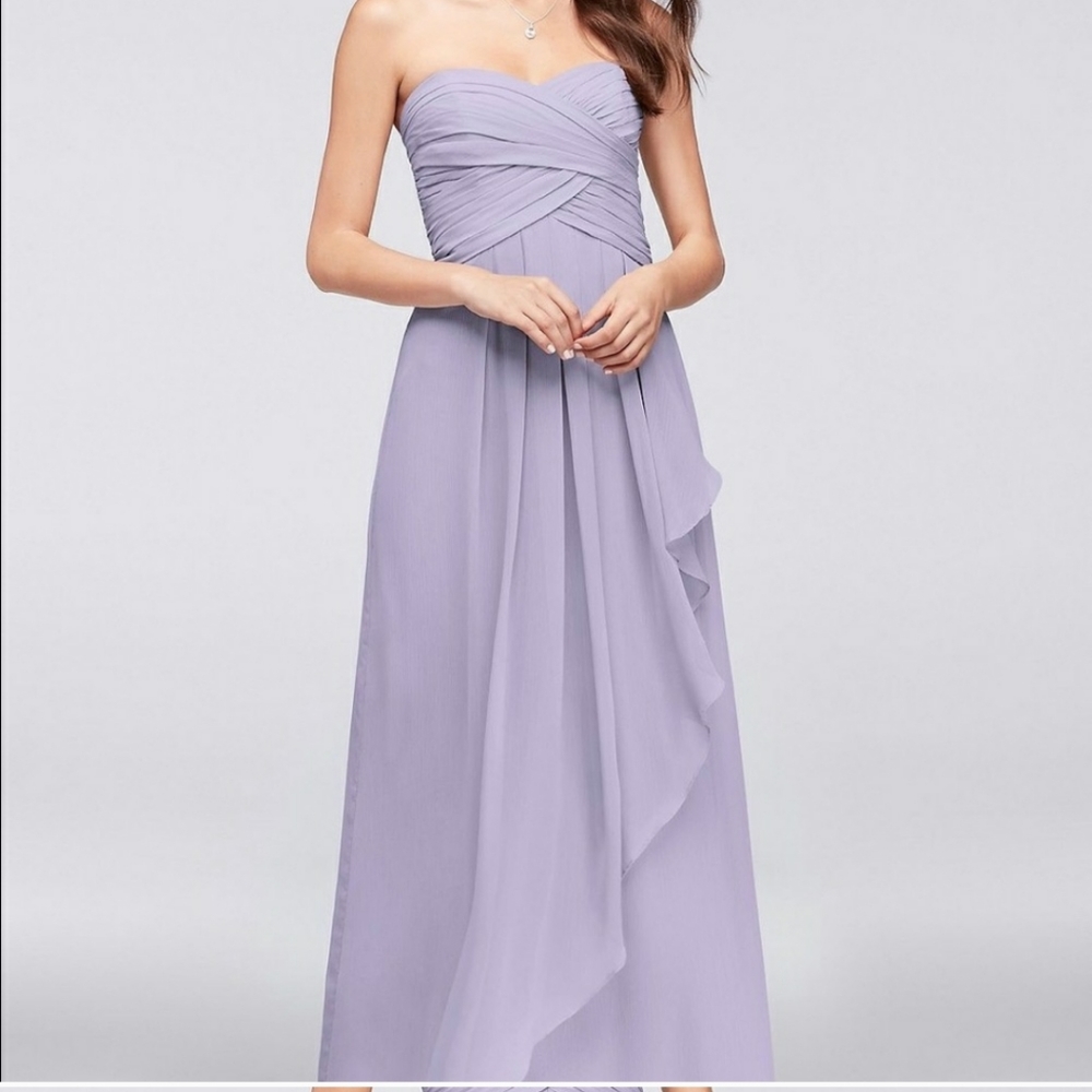 Crinkle Chiffon Long Chiffon Bridesmaids Dress